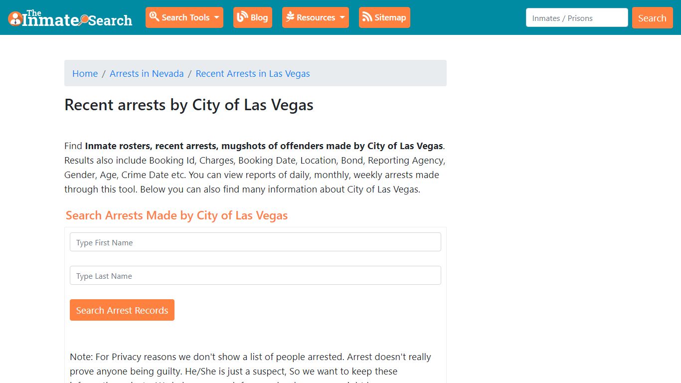 Recent arrests by City of Las Vegas | Mugshots, Rosters, Inmates ...